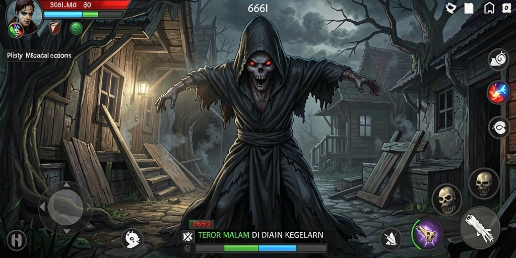 Tampilan gameplay menyeramkan dari game 666I yang penuh ketegangan.