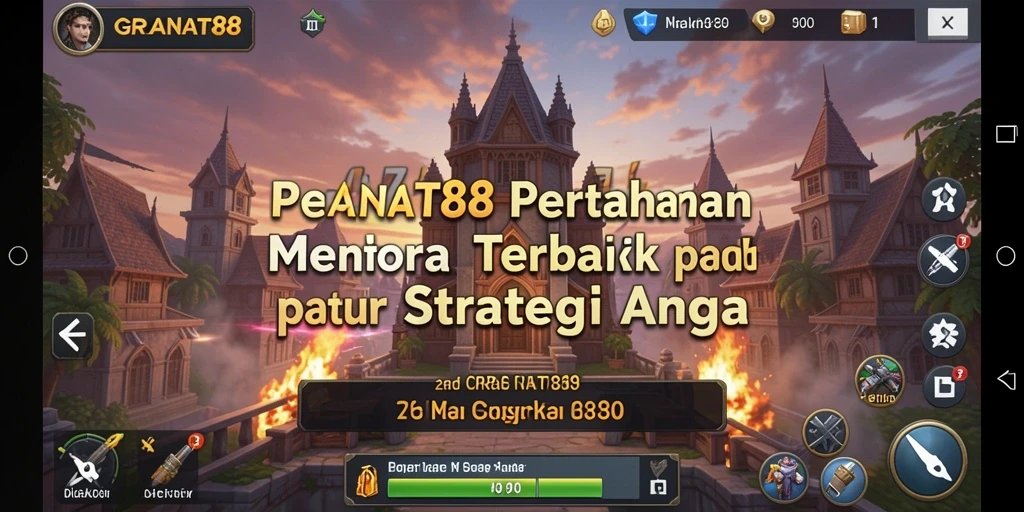 Screenshot gameplay menunjukkan menara beraksi dalam GRANAT88.