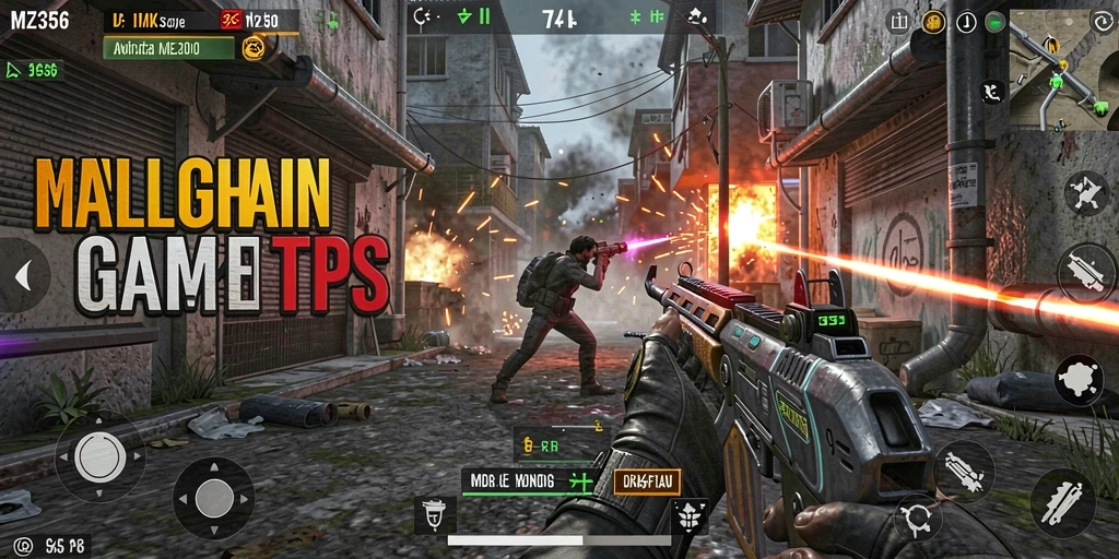 Screenshot menampilkan aksi pertarungan seru dalam game TPS MZ356.