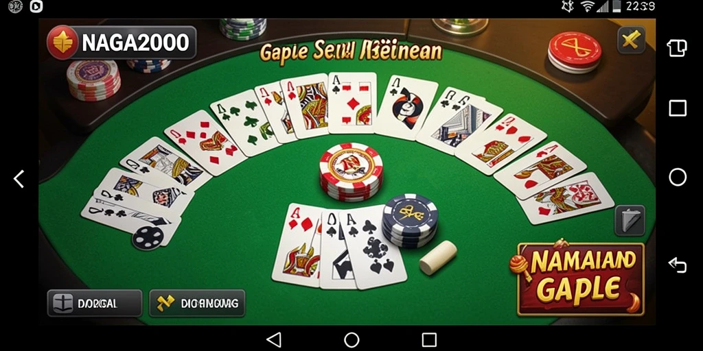 Screenshot utama memperlihatkan gameplay seru NAGA2000 dalam permainan Gaple.