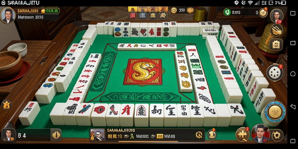 Tampilan gameplay yang seru dalam permainan Mahjong SARANAJITU.