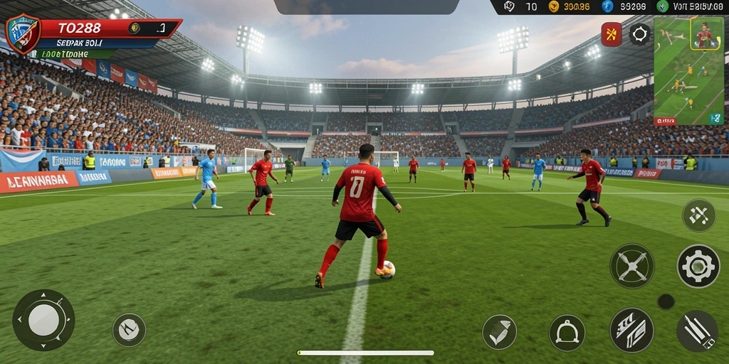 Tampilan gameplay <strong>TO288</strong> yang mendebarkan dalam aksi sepak bola.