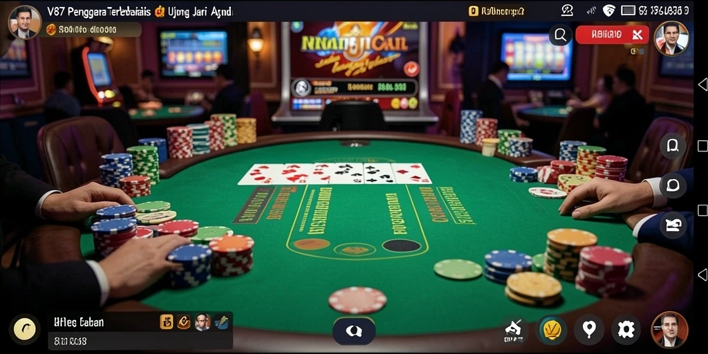 Tampilan permainan poker yang mengasyikkan dengan fitur interaktif.