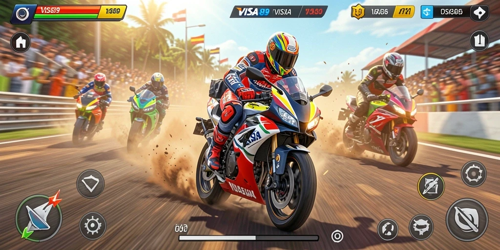 Tampilan gameplay mendebarkan dari VISA89 di lintasan balap.